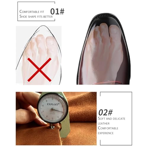 Men's Leather Chunky Heel Lace-Up Dress Oxford Shoes Fashion Rubbed Color Pointed Non-Slip Retro Business Formal Shoes for Office, Wedding, Evening Party3