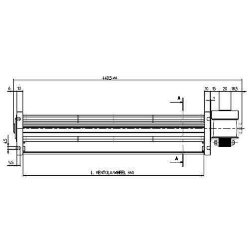 Easyricambi Motor ventilador tangencial 440 mm 360 x 31 estufas de pellet – Emmevi Fergas 101806 – Sideros
