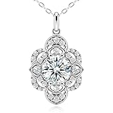 Moissanite Necklace for Women,925 Sterling Silver Pendant Diamond Necklace for Women,Platinum Plated Hypoallergenic,Anniversary Birthday Gifts for Wife,Jewelry Gift for Girlfriend,Daughter,Mom