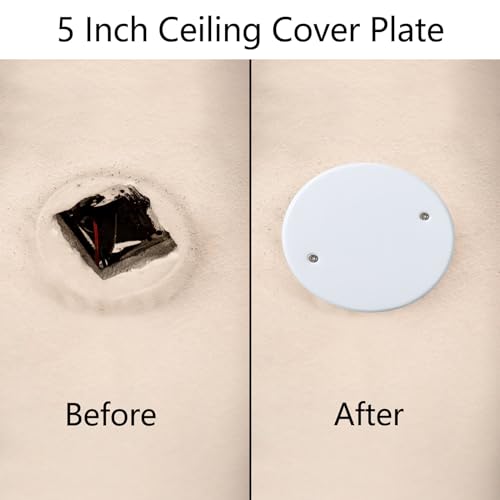 Qlvily 4PCS 5" Ceiling Cover Plate, Metal Plate Flat Round Electrical Cover, Round Electrical Box Cover, Ceiling Hole Cover, Screws Included, Hole Distance: 3.5" - Thumbnail 7
