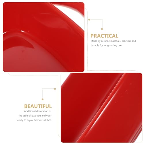 HEMOTON Ceramic Cake Pan Mini Cake Pan Cake Baking Pans Bread Tray Gratin Baking Pan Loaf Pan Porcelain Cooking Dish Appetizer Ceramic Bowl House Baking Pan Hotel Ceramic Bakeware Oval Red - Image 3