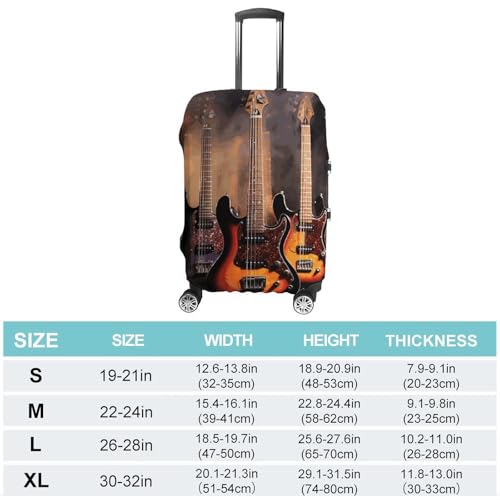 Cool Electric Guitar Printed Luggage Cover Protector, Fits 18-32 Inch Luggage2