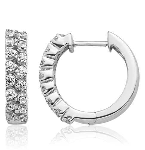 IceCarats Double Row Huggie Hoop Earrings