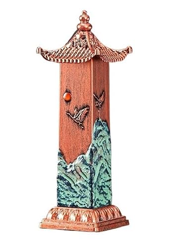 Vamior Vertical Pagoda Incense Holder for Sticks Zinc Alloy Burner with Ash Catcher Stick-Incense Tower Box Outdoor Decor(A)