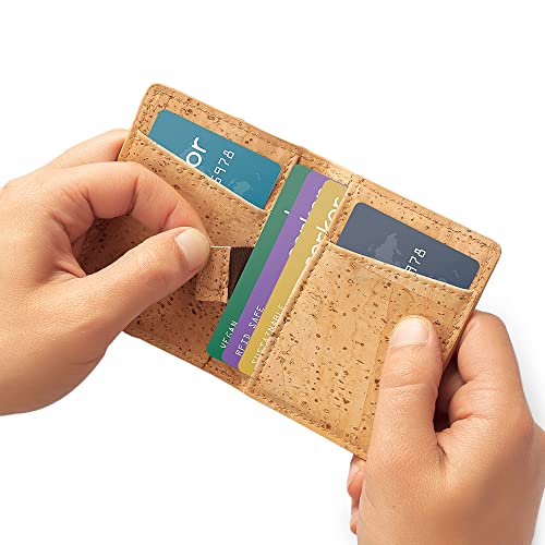 Cork Wallet Men Bifold Slim Minimalist Small Vegan Non-Leather Black3