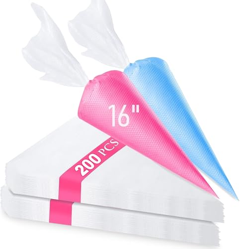 200Pcs 16 Inch Piping Bags Disposable Durable Extra Large Pastry Bags for Cake Decorating Bulk Piping bag Pipping bags for Baking and Icing