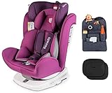  Lionelo Bastiaan Kindersitz, Autokindersitz ab Geburt, Rücksitz-Organizer und zwei Sonnenblenden, Gruppe 0+ 1 2 3 (0-36 kg), ISOFIX 360°, TÜV SÜD, ECE R 44/04 (Violett+Set)