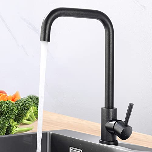 CECIPA Robinet de Cuisine Nacrée Noire Mitigeur d'evier Pivotant 360° Flexible Robinetterie de Cuisine en 304 Acier Inox Peinture Cuisson Résistant à la Corrosion