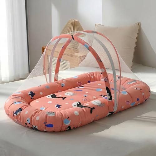 Image of StarAndDaisy 3-in-1 Baby Nest with Mosquito Net, Soft Baby Bedding Set and Sleeping Mattress, Portable Travel Bed, Comfortable Baby Lounger for Newborn Boys and Girls