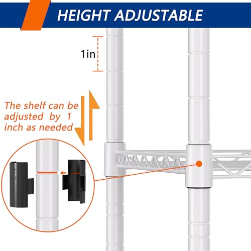 Image of REGILLER 5-Wire Shelving Metal Storage Rack Adjustable Shelves,Standing Storage Shelf Units for Laundry Bathroom Kitchen Pantry Closet(White,11.8 inch D x 16.6 inch W x 53.5 inch H) (Pack of 2)
