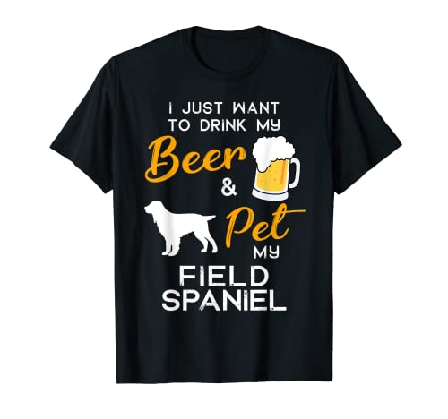 Field Spaniel Dog Beer lover owner Christmas Birthday Gift Maglietta