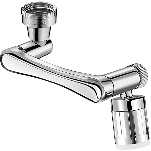 Aoreun Robinet de rallonge, rotatif à 1440°, 20/22/24 mm, robinet rotatif avec lumières LED, robinet d'extension multifonction rotatif pour cuisine/salle de bain (argent) Cover