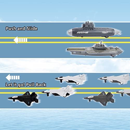 Deao Aircraft Carrier Toy Military Submarine Naval Ship Play Set With 6 Pcs Planes Toys, Army Men Toy Battleship For Kids Boys Girls #TOP3