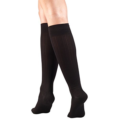 Image of Truform Compression Socks, 15-20 mmHg, Knit Women's Dress Socks, Knee High Over Calf Length