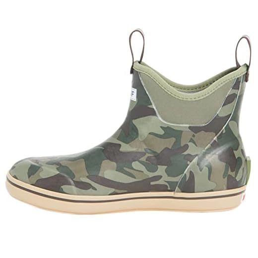Xtratuf Men's Waterproof Slip Resistant Breathable Lightweight Rubber Performance Ankle Deck Boat Fishing Boots, Camo, 14