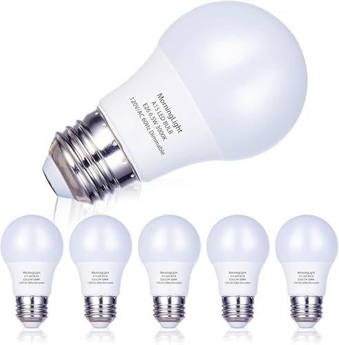 MorningLight 6 Pack A15 LED Light Bulbs 60 Watt, E26 Dimmable LED Light Bulb 3000K Soft White, 6.5W...