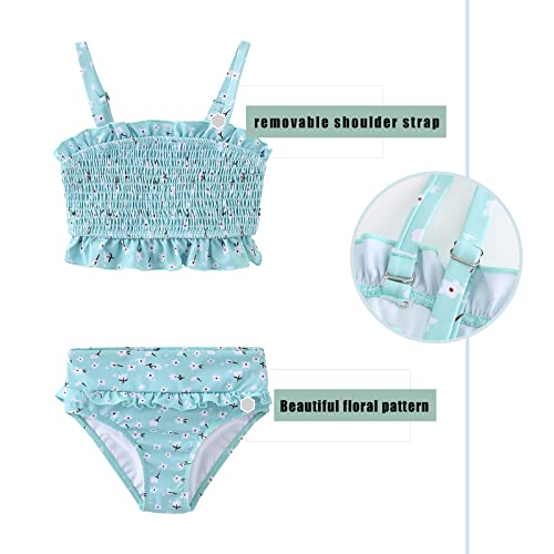 Girls Bikini Swimsuits Two Piece Bathing Suit for Kids Girls Hawaiian Smocked Swimwear 3-16 Years3