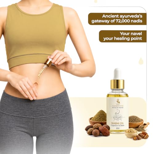 Image of Ved Sanjeevani Digestion & Detox Nabhi Oil | Belly Button Oil with Ancient Herbal Formulation | Bloating Relief, Gas, Acidity & Gut Cleanse | Heals through 72,000 Nadi Navel Therapy | 30ml