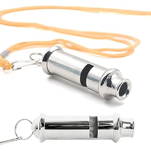 2 Pcs Metal Police Whistle with Lanyard Security Metal Whistle or...