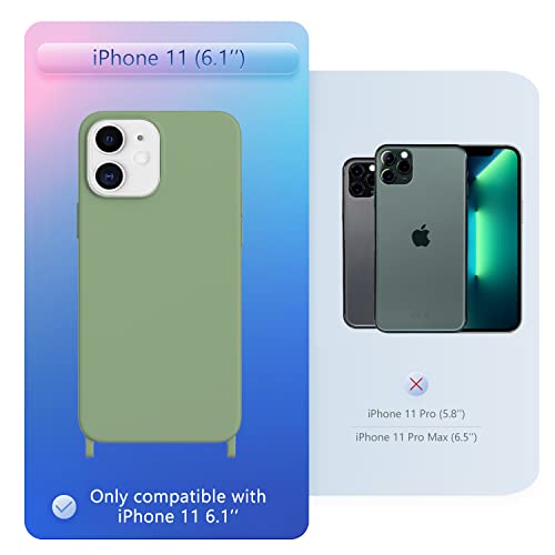 Image of Compatible with iPhone 11 Case with Lanyard Crossbody iPhone Case with Strap Adjustable Shockproof Drop Protection Silicone Phone Cover for iPhone 11 6.1'' Mint Green