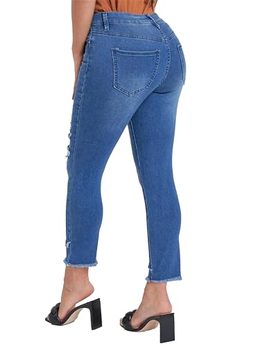 Royalty For Me Womens Women's Petite Skinny High Rise Ankle Jean with Slanted Double Frayed Hem Sustainable4