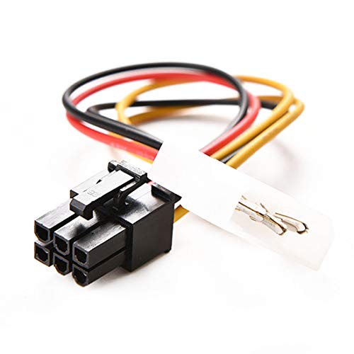 Cable PCIE 4 pines a 6 pines hembra de 18 cm para tarjeta de video en pack de 2 6