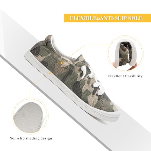 Image of FUNKYMONKEY Slip-On Canvas Sneakers for Women, Comfortable Lightweight Lace-Up Flat Casual Tennis Shoes Breathable Walking Shoes for Everyday Wear