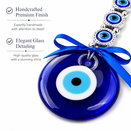Image of BLUE BEADS Turkish Feng Shui Vastu Blue Glass Evil Eye Hanging /Door Hanging Nazar Batu for Protection and Good Luck - Perfect for Gifting Home or Office (Trending EE)