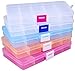 Lawei 15 Pack Plastic Jewelry Box - 15 Grid Organizer Storage Box with Adjustable Dividers Plastic Compartment Container for Bead Jewelry Craft Tackles