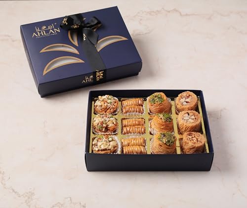 Image of AHLAN Mediterranean Baklava Assorted Box | Hamper of Turkish Baklava Sweets | Gift for Gourmet Enthusiasts (Box of 12)