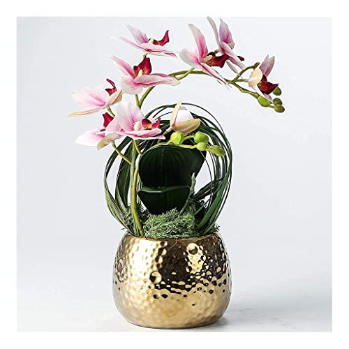 Juego de flores artificiales, orquídeas artificiales con jarrón, flores artificiales pequeñas con maceta, bonsái sintético para sala de estar, dormitorio, arreglos, hermosas flores artificiales A