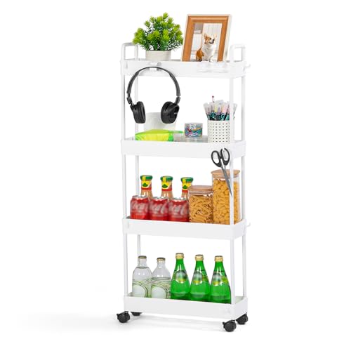 FoiiLiio Rollwagen Schmal,Küchenwagen mit 4 Ebenen,Nischenregal auf...