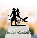 Pirates Mermaid Wedding Cake Topper Mr And Mrs, Groom Pirate Cake Topper, Bride Mermaid Wedding Cake Topper, Mermaid Silhouette Topper