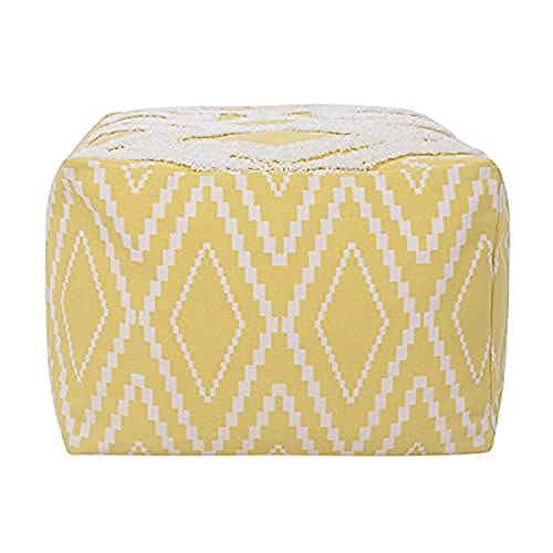 Ocio Creativo Sofá Puf Moderno Minimalista Tatami Piso Futon Mat Paño Grueso Impreso Borla Puf (Ciudad Moderna-Amarillo, 45x45x30)