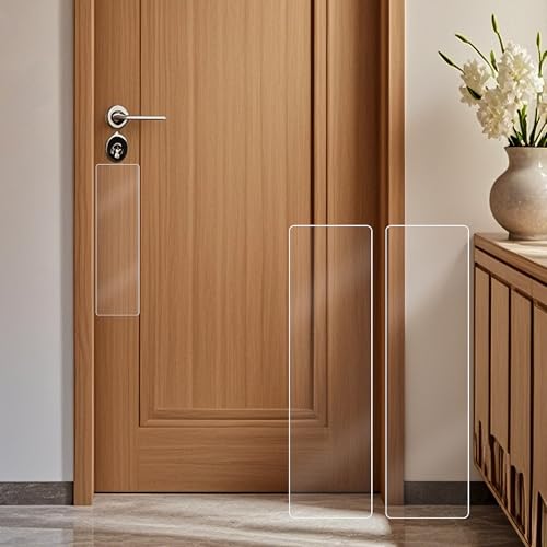 2 PCS 4x14 Thickened Acrylic Door Protector from Dog Scratching Self-Adhesive Stainless Steel Door Kick Plate with Rounded Corners Anti-Scratch Guard for Dogs & Cats