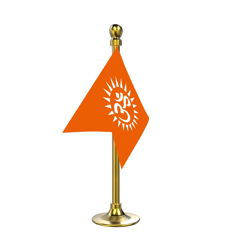 The Flag Company OM Flag for Car Dashboard | 2x3 Inch Flag with Elegant Gold Acrylic Pipe & Base | Car Dashboard Décor