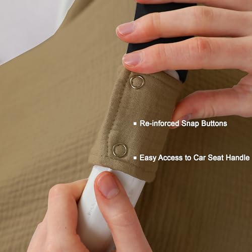 Image of 100% Muslin Cotton Car Seat Cover Baby, Carseat Canopy Cover, Universal Fit Stroller Covers for Boys and Girls (Coffee)