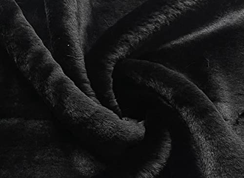 Tissu en fausse fourrure de luxe noir doux pour doubler une capuche