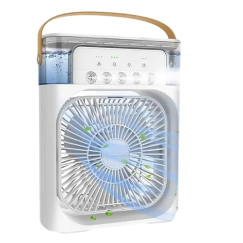 Image of BSB USB Mini Air Conditioner & Portable Cooling Fan - Personal Evaporative Air Cooler & Air Purifier with 500 ml Water Tank, LED Light, Dual Spray Fan mini pankha | Office, Home, Outdoor Use