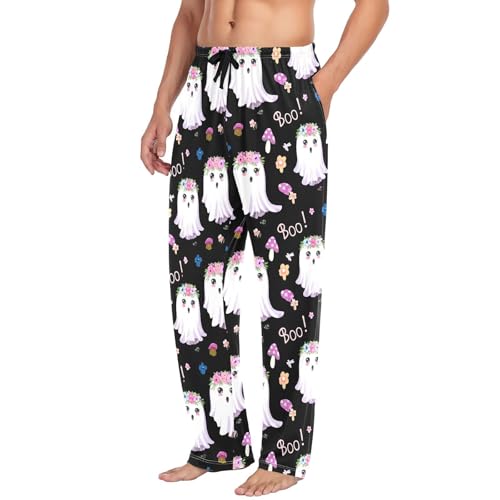 Spirits with Flower Men's Cotton Pajama Pants with Pockets and Drawstring Comfortable and Stylish,S4