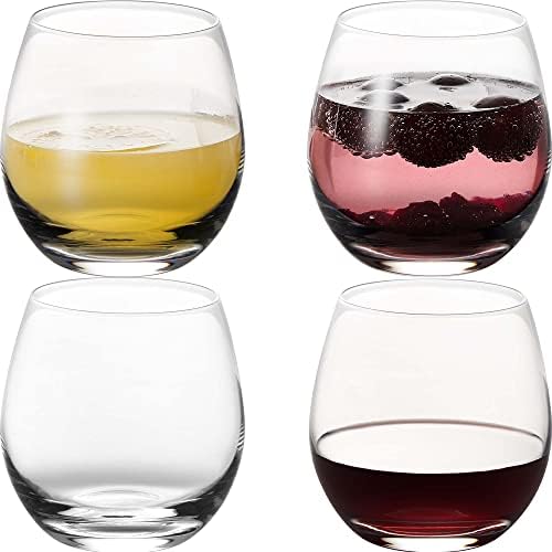 Vintorio GoodGlassware Stemless Wine Glasses (Set Of 4) 15 oz - Crystal Clear Clarity, Classic Bowl Design Perfect for Red and White Wines - Dishwasher Safe, All-Purpose Tumblers