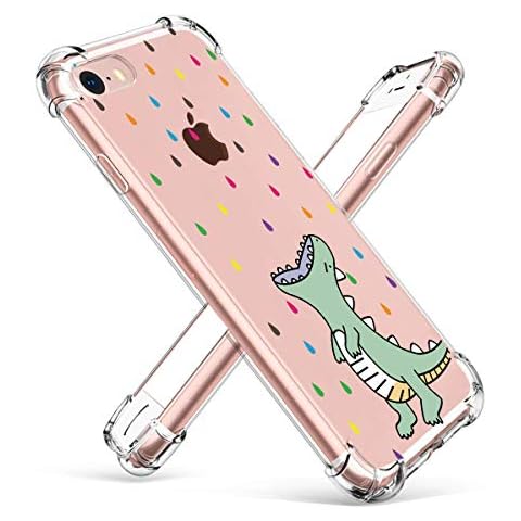 Joyleop Rain Dinosaur Case for iPhone SE 2022/2020/7/8 4.7" Cartoon Soft TPU Cute 3D Fun Cover Kawaii Unique Kids Girls Women Boys Cases Funny Fashion Cool Character Clear for iPhone SE 2022/2020/7/8 Cover