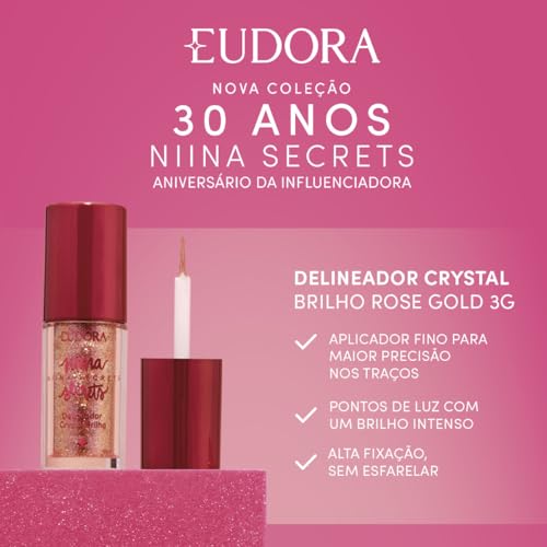 EUDORA NIINA SECRETS DELINEADOR CRYSTAL BRILHO ROSE GOLD 3g