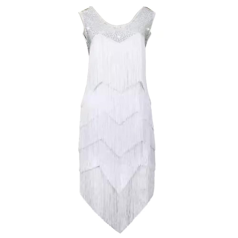 【社交ダンス衣装】ホワイト ラテン ドレス ワンピース 白 レース フリンジ 社交ダンス衣装】ホワイト ラテン ドレス ワンピース 白 レース