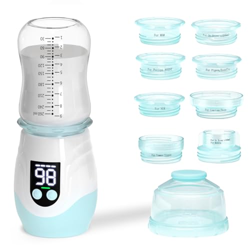 Portable Bottle Warmer for Travel, Cordless Baby Bottle Warmer, Rechargeable Bottle Warmer with 8 Adapters, 1 Milk Powder Container, Compatible with...