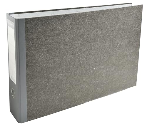 Exacompta - Ref 53810E - PremTouch Lever Arch File - 32 x 48cm in Size Suitable for A3 Documents 80mm Spine 80mm Rings Metal Finger Pull - Grey Marbled Cover