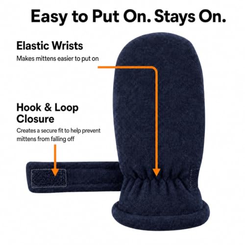 Image of N'Ice Caps Little Kids and Baby Easy-On Sherpa Lined Fleece Mittens - 2 Pair Pack