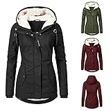 Generic Damen Wintermantel Dicke Parka Steppmantel mit Kapuze Plus Samt Mantel Oversized Winterjacke Daunenjacke Lange Jacke Slim Trenchcoats Winter Dicke Coat, Schwarz, 3XL