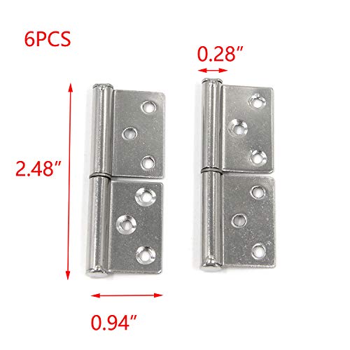 T Tulead Flag Hinges 2.48"X0.94" Stainless Steel Cabinet Hinges Lift Off Hinge Detachable Door Hinges Pack Of 6 With Mounting Screws #TOP1
