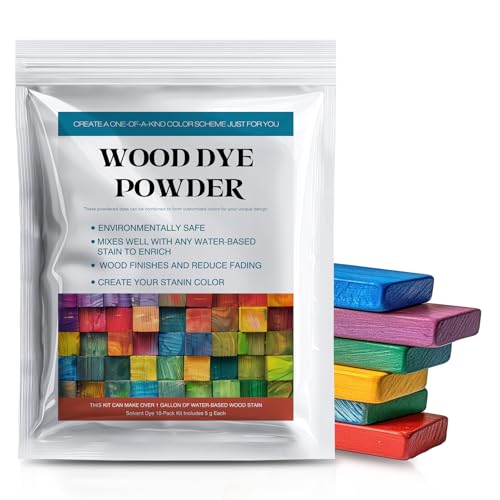 Wood Stain Powdered Solvent - Wood Dye - Indoor and Outdoor Furniture and More - Fast Drying - Wood Dye Powder - Wood Stain for Crafts - 10 Color Kit